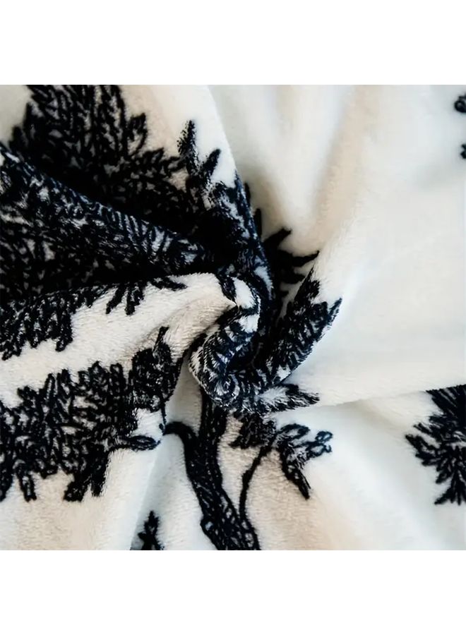 Ink Painting Floral Bed Blanket Vintage Woven Flower Pattern All Season Cozy Fleece Throw 78 74x90 55 Inch - Image 5